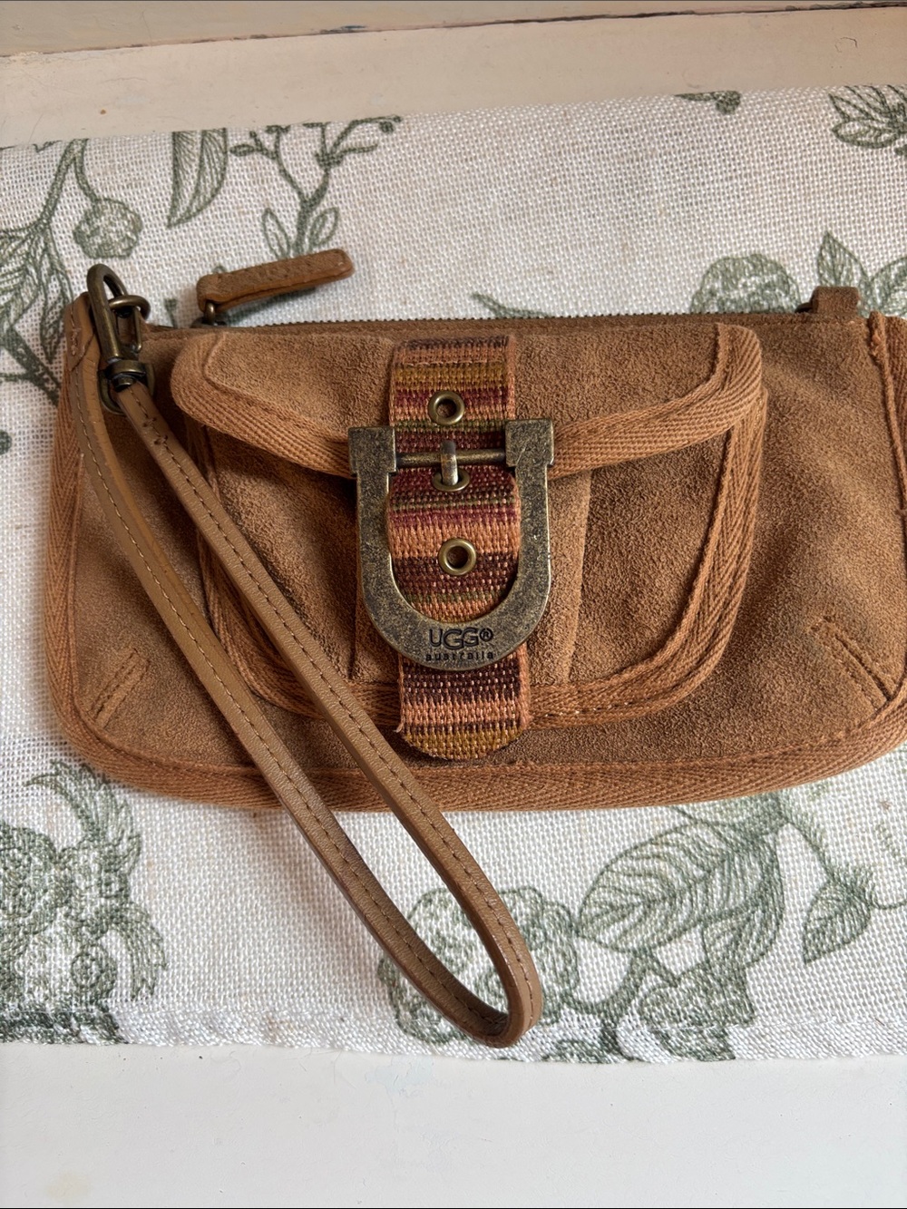 UGG Chestnut Suede Wristlet Clutch